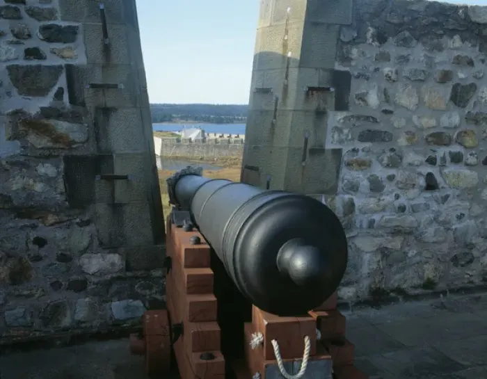 Framed Print : A canon in Kings Bastion at Fortress Louisbourg Nat l Historic Site, Nova Scotia