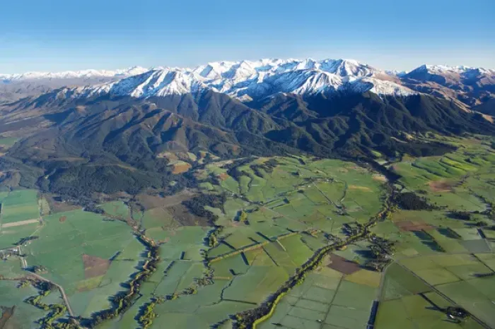Framed Print : Canterbury Plains and Southern Alps, near Methven, South Island, New Zealand - aerial Framed Print : Canterbury Plains and Southern Alps, near Methven, South Island, New Zealand - aerial