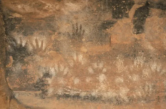 Framed Print : Canyonlands National Park, UT Ancestral Puebloan pictographs in the Needles District