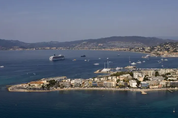 Framed Print : Cap de la Croisette, Cannes, View from Helicopter, Cote d Azur, France