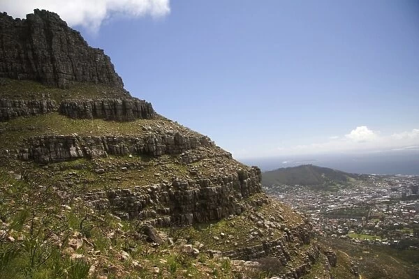 Cape Town, Cape Peninsula, South Africa. Hiking up to Table Mountain