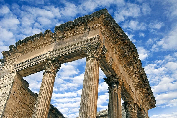 The Capitol, Dougga Archaeological Site, UNESCO World Heritage Site, Tunisia, North