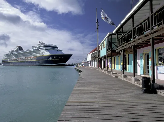 Framed Print : Caribbean, Antigua & Barbuda, Antigua, St. Johns Redcliffe Quay and cruiseship Framed Print : Caribbean, Antigua & Barbuda, Antigua, St. Johns Redcliffe Quay and cruiseship