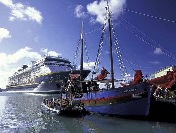 Caribbean, Antigua, Barbuda, St. John s. Heritage Quay and cruiseship