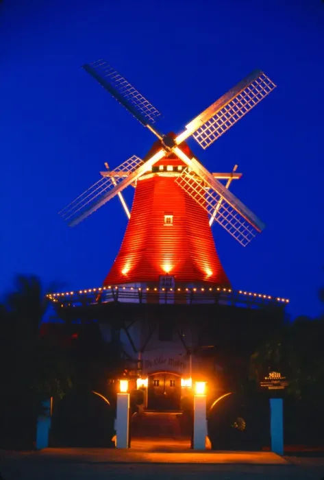 Framed Print : Caribbean, Aruba Old Mill at night