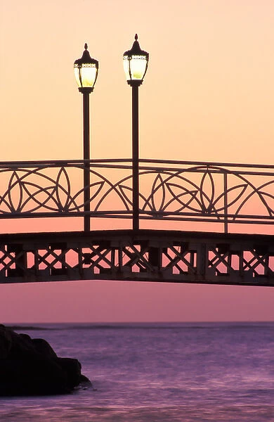 Caribbean, Aruba, Oranjestad, Bridge at sunset