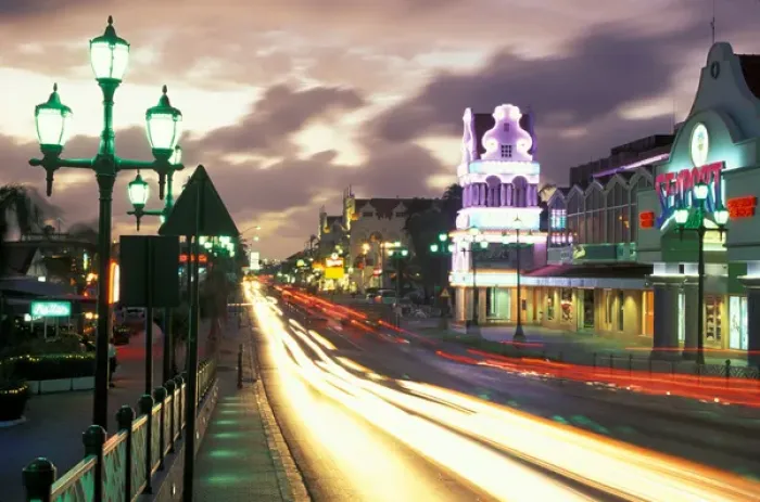 Framed Print : CARIBBEAN, Aruba, Oranjestad Downtown time exposure