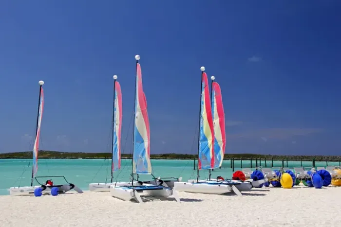 Framed Print : Caribbean, Bahamas, Castaway Cay. Sailing rentals at Castaway Cay