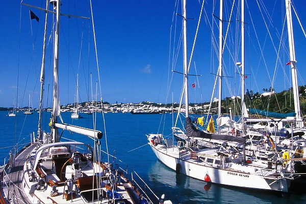 Caribbean, Bermuda, Town of St. George, St. Georges Harbour. Sailboats