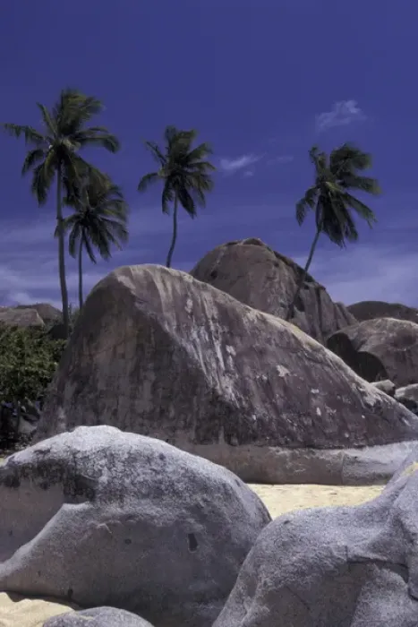 Framed Print : CARIBBEAN, British Virgin Islands, Virgin Gorda Rock formations in the sand of