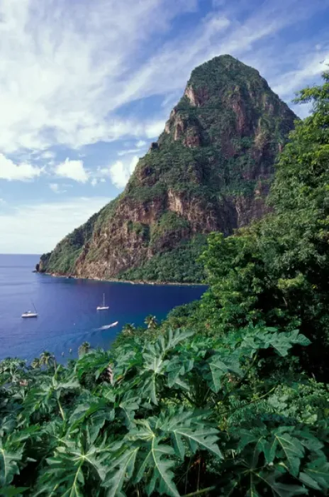 Framed Print : Caribbean, BWI, St. Lucia, View of the Pitons from Ladera Resort Framed Print : Caribbean, BWI, St. Lucia, View of the Pitons from Ladera Resort