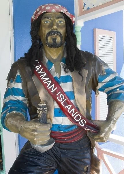 Caribbean, Cayman Islands, Grand Cayman, Georgetown. Statue greets visitors to the Cayman Islands