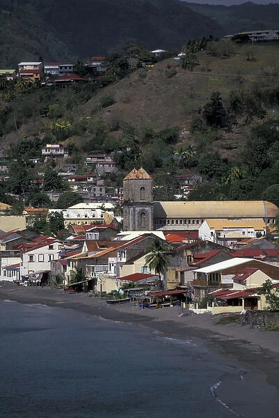 Caribbean, French West Indies, Martinique, Sainte-Pierre View of town church