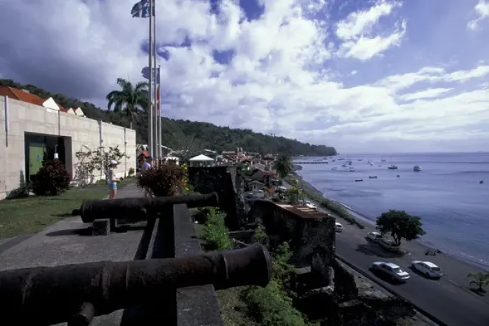 Framed Print : Caribbean, French West Indies, Martinique, Sainte-Pierre. Town View from Musee