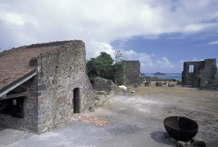 Framed Print : Caribbean, French West Indies, Martinique Caravelle Penninsula; ruins of Chateau Bubuc