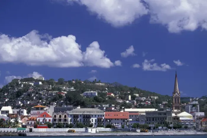 Framed Print : Caribbean, French West Indies, Martinique; Fort-de-France Town view from the harbor Framed Print : Caribbean, French West Indies, Martinique; Fort-de-France Town view from the harbor