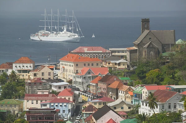 Caribbean, GRENADA-St. George s: Town & Harbor View with Lucas Street