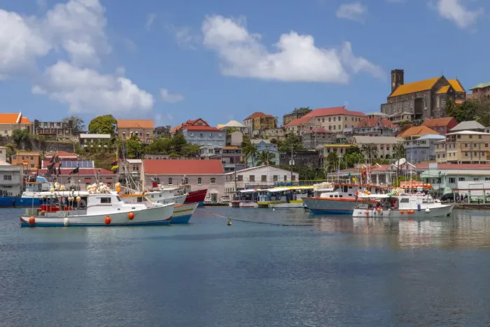 Framed Print : Caribbean, Grenada, St. George s. Boats in The Carenage harbor Framed Print : Caribbean, Grenada, St. George s. Boats in The Carenage harbor