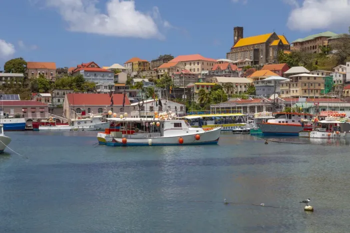 Framed Print : Caribbean, Grenada, St. George s. Boats in The Carenage harbor Framed Print : Caribbean, Grenada, St. George s. Boats in The Carenage harbor