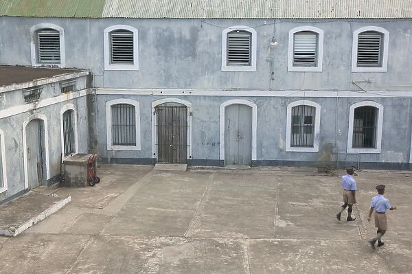 Caribbean, GRENADA, St. Georges Fort George Inner Courtyard with Policemen (NR)