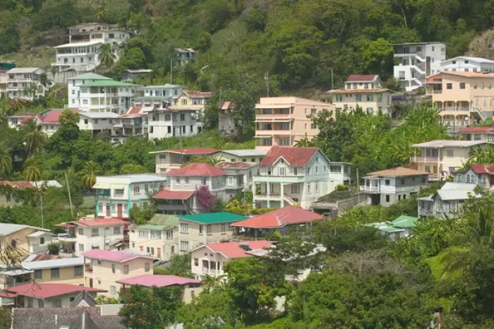 Framed Print : Caribbean, GRENADA, St. Georges Hillside Houses Framed Print : Caribbean, GRENADA, St. Georges Hillside Houses