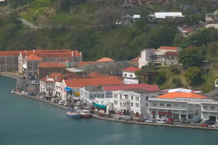 Framed Print : Caribbean, GRENADA, St. Georges St. Georges Harbor, aerial from Fort Framed Print : Caribbean, GRENADA, St. Georges St. Georges Harbor, aerial from Fort