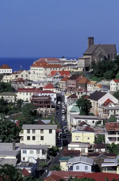 Framed Print : CARIBBEAN, Grenada, St. Georges View of downtown Framed Print : CARIBBEAN, Grenada, St. Georges View of downtown