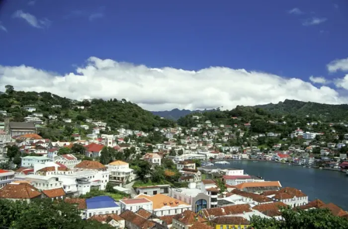 Framed Print : Caribbean, Grenada. View of historical district Framed Print : Caribbean, Grenada. View of historical district