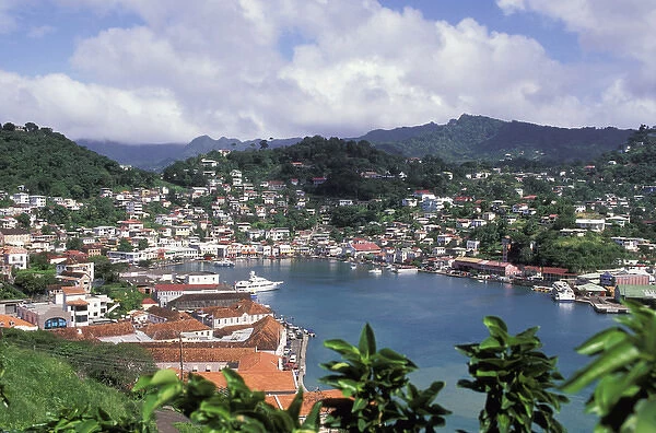 Caribbean, Grenada. View of St. Georges, capital and main port of Grenada