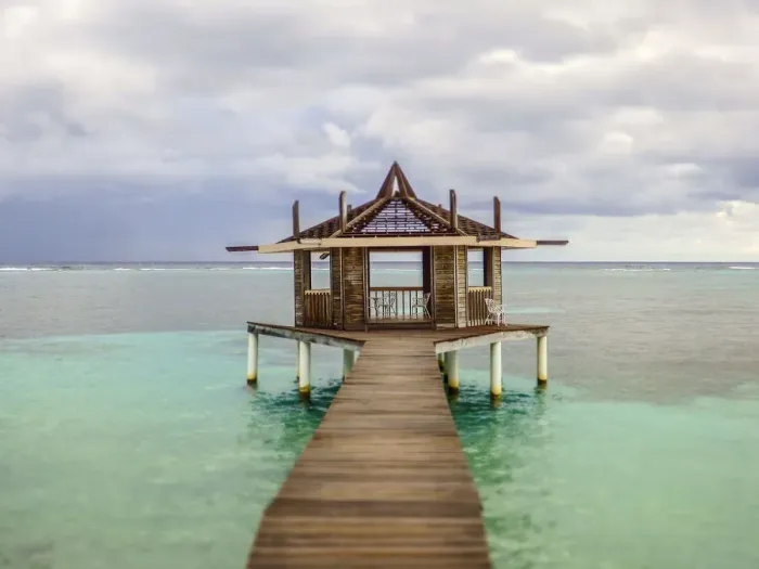 Framed Print : Caribbean, Honduras, Roatan. Dock leading to a gazebo Framed Print : Caribbean, Honduras, Roatan. Dock leading to a gazebo