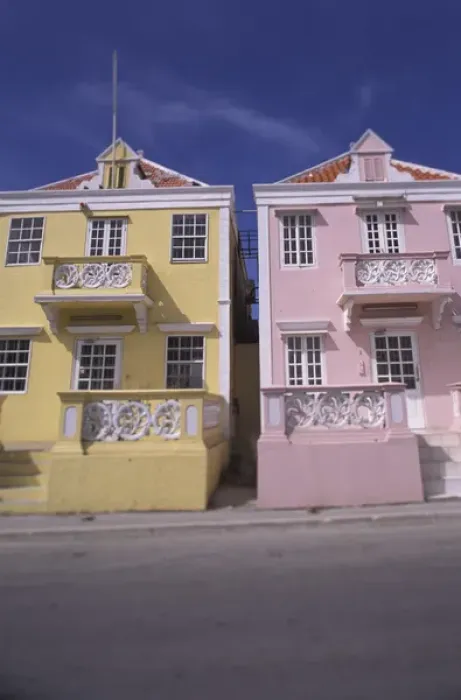 Framed Print : Caribbean, Netherland Antilles, Curacao Colorful buildings and detail in Scharloo