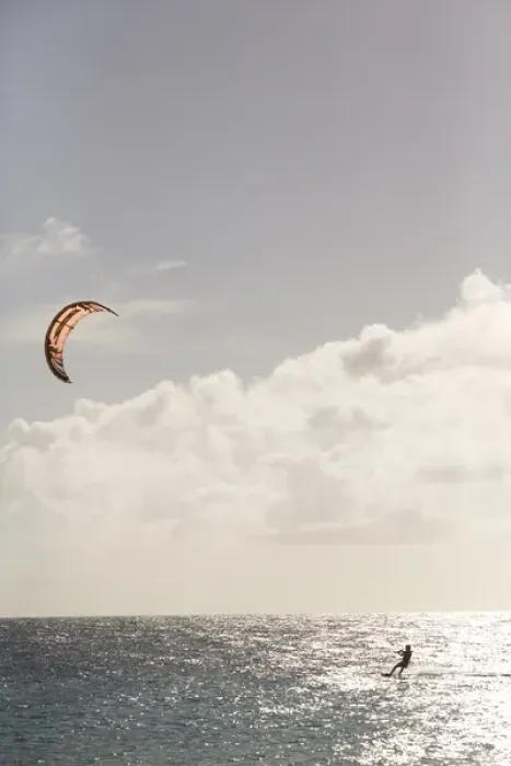 Framed Print : Caribbean, Netherlands Antilles, Bonaire. Kite-surfer Framed Print : Caribbean, Netherlands Antilles, Bonaire. Kite-surfer