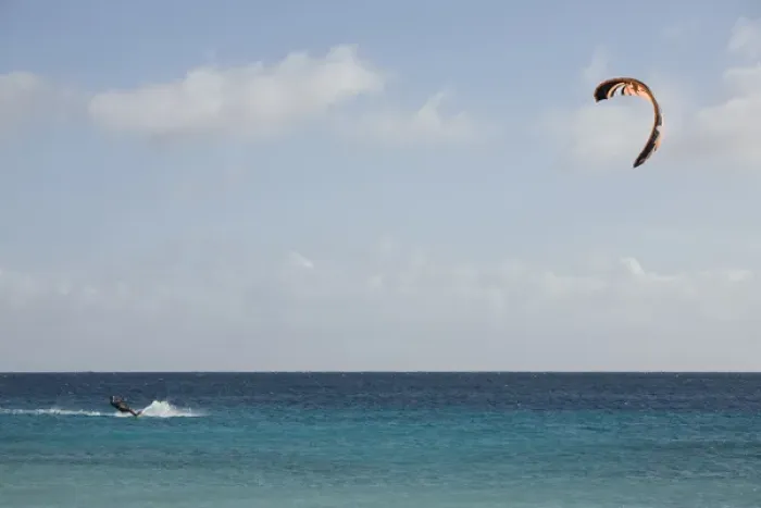 Framed Print : Caribbean, Netherlands Antilles, Bonaire. Kite-surfer on the Caribbean Sea Framed Print : Caribbean, Netherlands Antilles, Bonaire. Kite-surfer on the Caribbean Sea