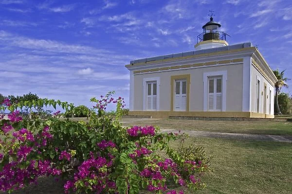 Caribbean, Puerto Rico, Island of Vieques. View of Faro Punta Mulas lighthouse. Credit as