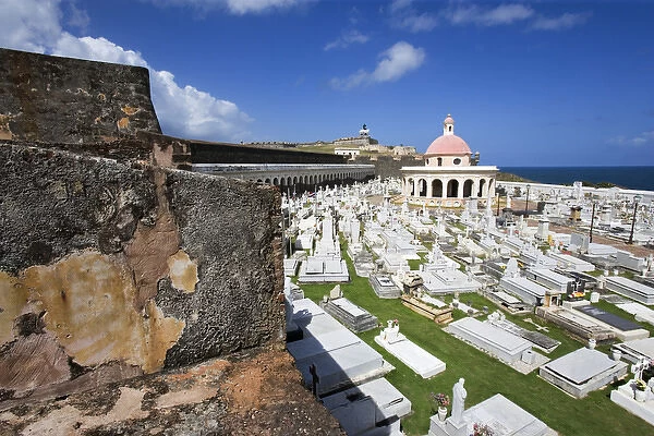 Caribbean, Puerto Rico, Old San Juan. El Morro Fort and cemetery. Credit as: Dennis