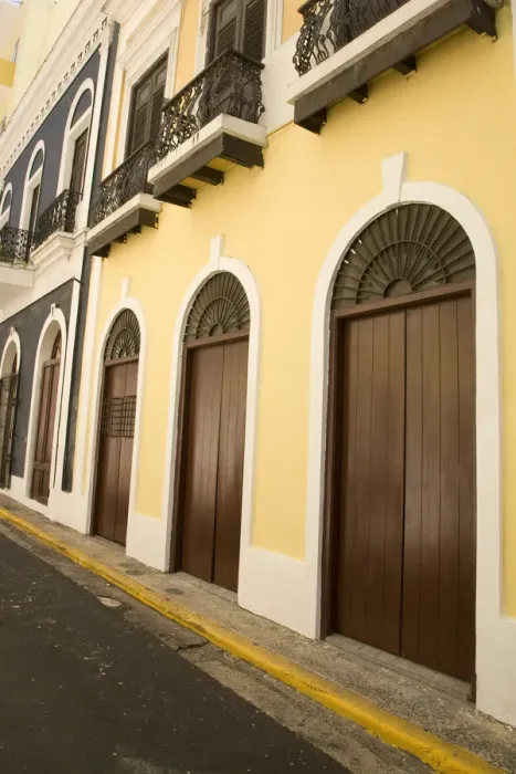 Framed Print : Caribbean, Puerto Rico, Old San Juan. Traditional architecture with arched doors Framed Print : Caribbean, Puerto Rico, Old San Juan. Traditional architecture with arched doors
