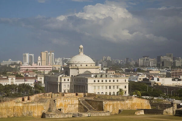 Caribbean, Puerto Rico, Old San Juan. View of San Juan from ForttSan Cristobal