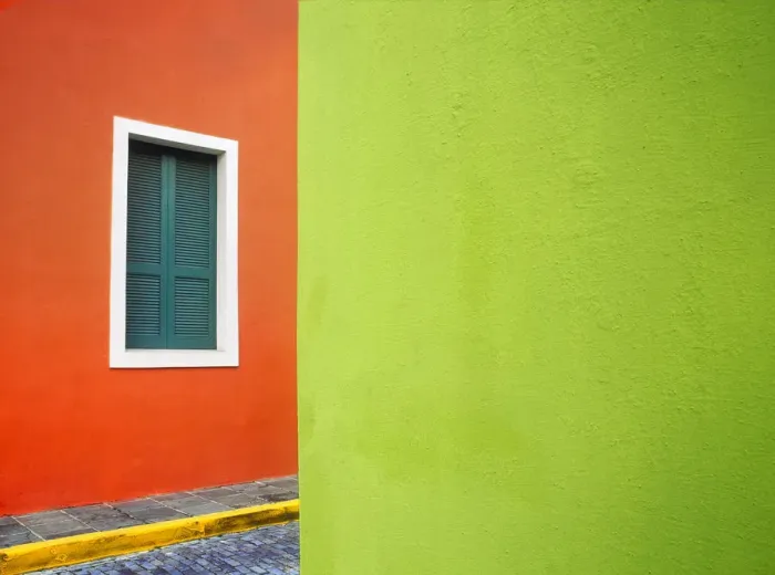 Framed Print : Caribbean, Puerto Rico, San Juan. Window and colorful building walls