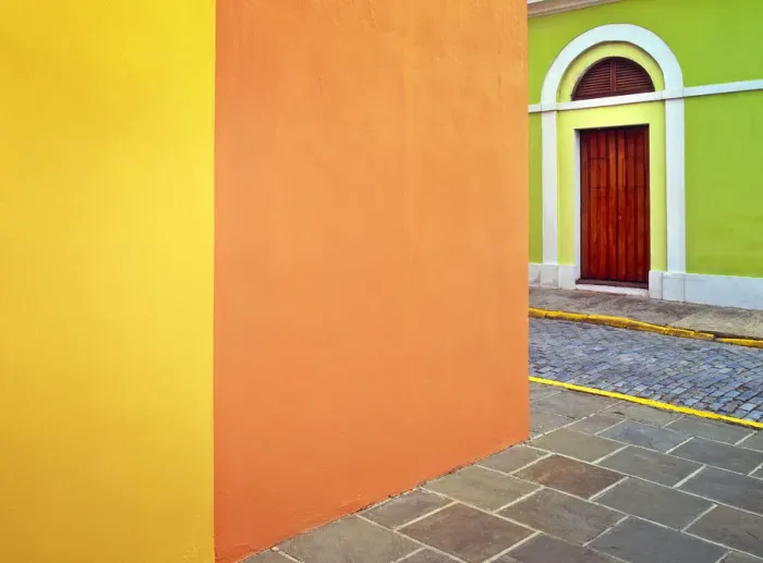 Framed Print : Caribbean, Puerto Rico, San Juan. Door and colorful building walls Framed Print : Caribbean, Puerto Rico, San Juan. Door and colorful building walls