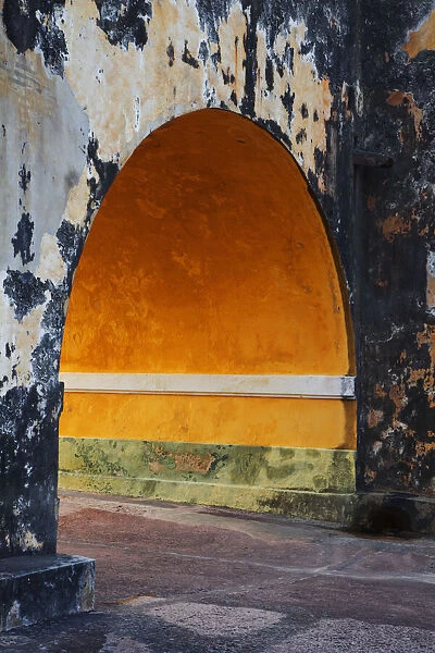 Caribbean, Puerto Rico, San Juan. Concrete archway at Fort San Cristobal