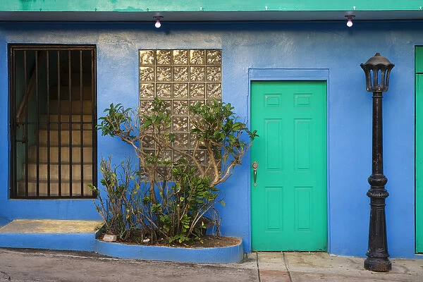 Caribbean, Puerto Rico, Viegues Island. Colorful building exterior in Isabel Segunda