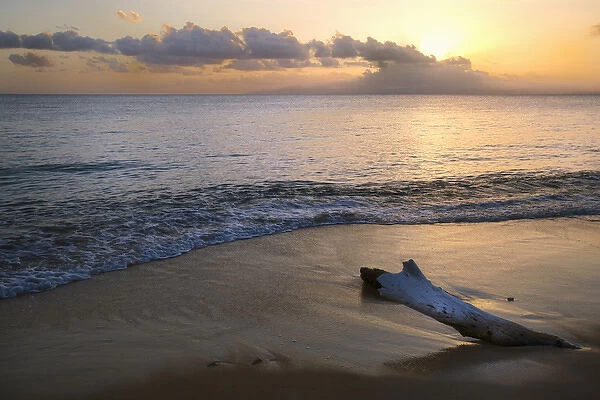 Caribbean, Puerto Rico, Vieques Island. Sunset at Green Beach