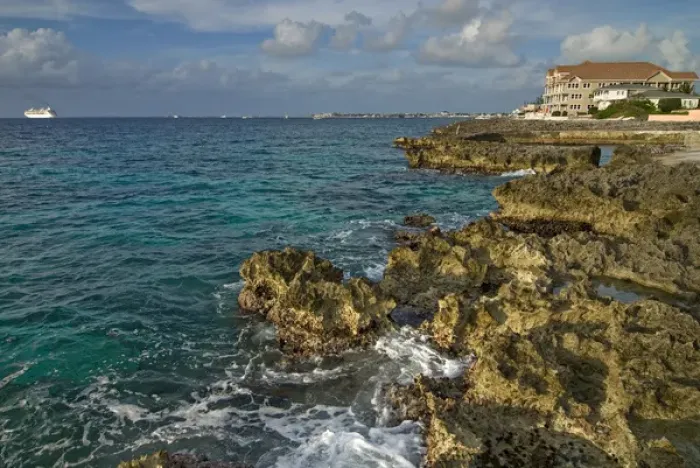 Framed Print : Caribbean Sea, Cayman Islands. Coral shoreline in George Town Framed Print : Caribbean Sea, Cayman Islands. Coral shoreline in George Town