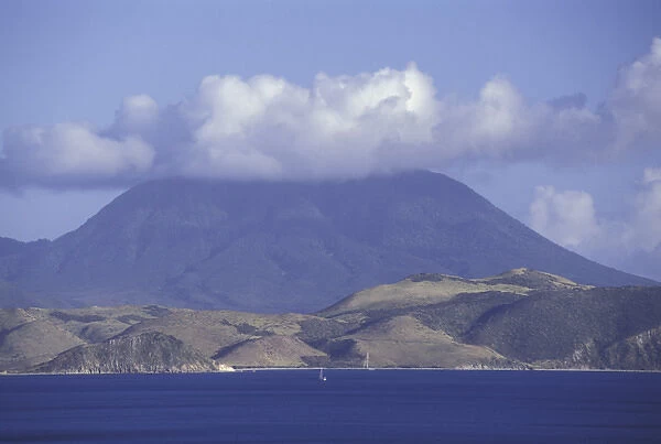 CARIBBEAN, St. Kitts Off shore view of Mount Liamuiga