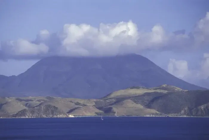 Framed Print : CARIBBEAN, St. Kitts Off shore view of Mount Liamuiga Framed Print : CARIBBEAN, St. Kitts Off shore view of Mount Liamuiga