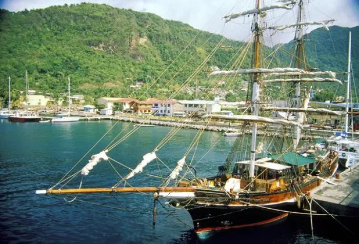Framed Print : Caribbean, St. Lucia, Soufriere. Boats in a harbor Framed Print : Caribbean, St. Lucia, Soufriere. Boats in a harbor