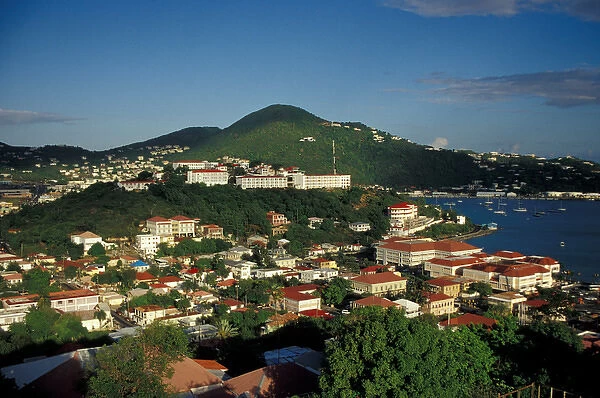 CARIBBEAN, St. Thomas, Charlotte Amalie View of town and bay
