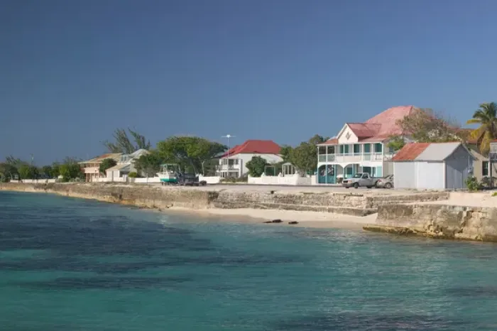 Framed Print : Caribbean, TURKS & CAICOS-Grand Turk Island-Cockburn Town: Town Buildings & Front Framed Print : Caribbean, TURKS & CAICOS-Grand Turk Island-Cockburn Town: Town Buildings & Front