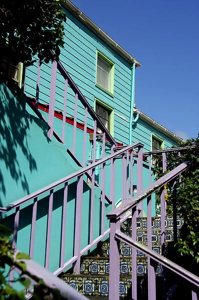 Caribbean, U. S. Virgin Islands, St. John, Cruz Bay. Typical colorful building in Cruz Bay