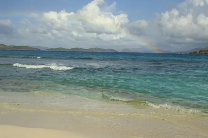 Framed Print : Caribbean, U. S. Virgin Islands, St. Thomas, St. John Bay, Sapphire Beach. Rainbow Framed Print : Caribbean, U. S. Virgin Islands, St. Thomas, St. John Bay, Sapphire Beach. Rainbow